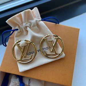Louis Vuitton Louise Hoop Earrings “LV Logo Earrings”